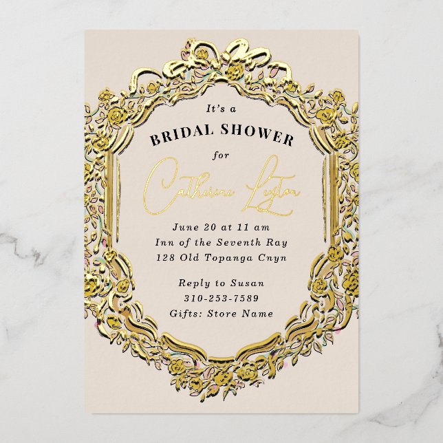 Vintage Ribbon Yellow Rose Bridal Shower (Front)