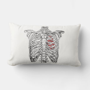 Vintage Ribcage & Heart Anatomy Halloween Lumbar Cushion