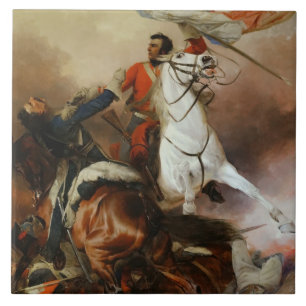 Vintage Richard Ansdell The Fight For The Standard Ceramic Tile