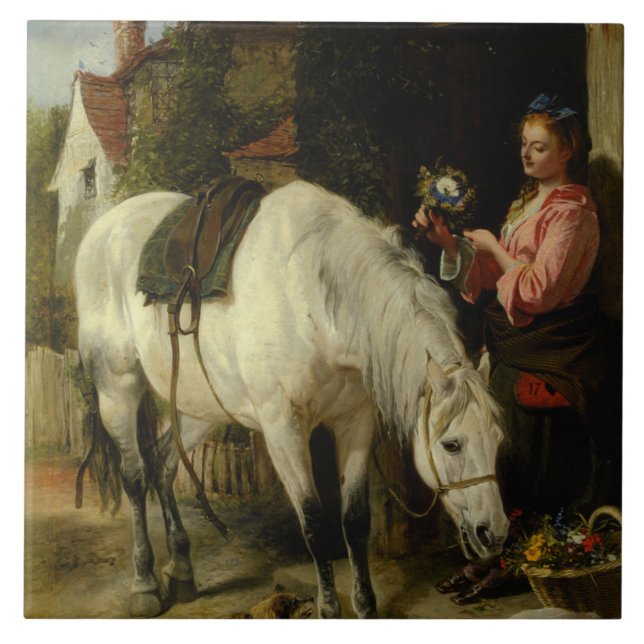 Vintage Richard Ansdell The Gardeners Daughter Ceramic Tile (Front)