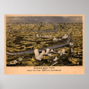 Vintage Richmond VA Civil War Battlefields Map Poster