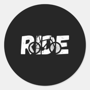 Vintage Ride Cycling Biker Mountain Bicycle Rider Classic Round Sticker