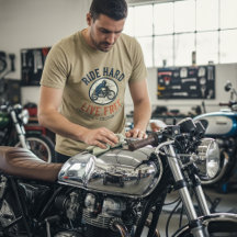 Vintage "Ride Hard Live Free" Custom Motorcycle