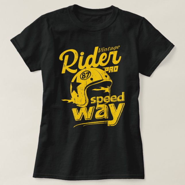 Vintage Rider racer motorcycle helmet T-Shirt (Design Front)