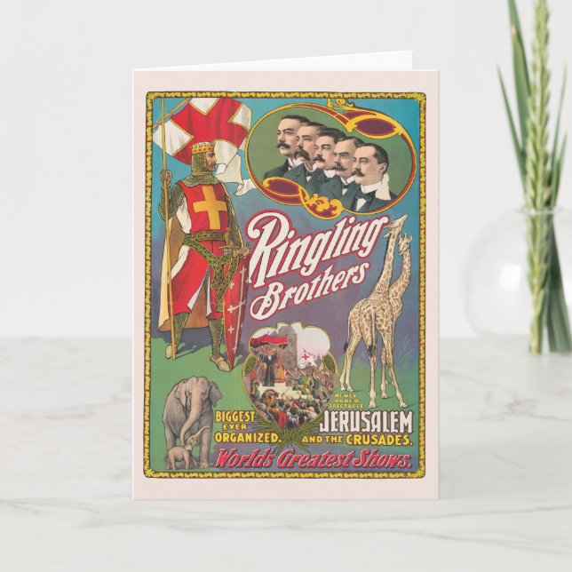 Vintage Ringling Brothers Circus Poster Card (Front)