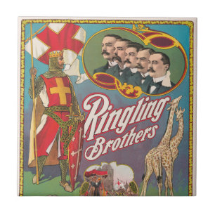 Vintage Ringling Brothers Circus Poster Ceramic Tile
