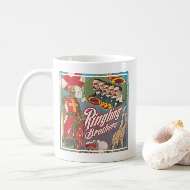 Vintage Ringling Brothers Circus Poster Coffee Mug (With Donut)