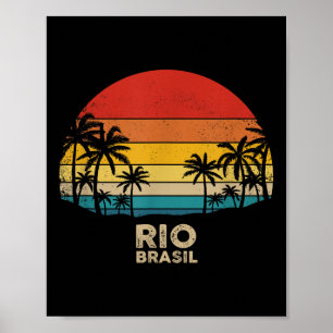 Vintage Rio De Janeiro - Brazil Beach Souvenir Poster