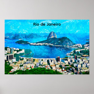 Vintage Rio de Janeiro Watercolor Painting Poster