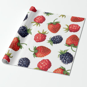 Vintage ripe berries pattern wrapping paper