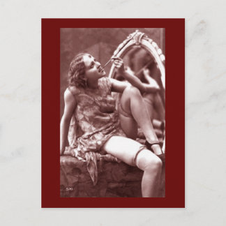 Vintage risque Pin up girl photo Postcard