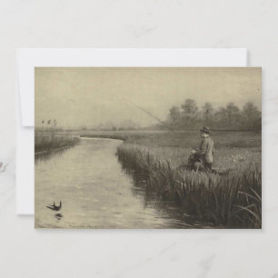 Vintage River Fishing Art Invitation