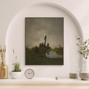 Vintage River Landscape Rustic Countryside zsrt Canvas Print