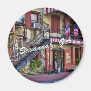 Vintage River Street Savannah Georgia Travel Photo Magnet