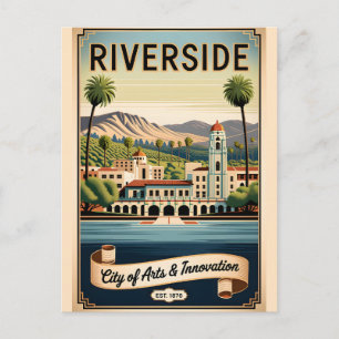Vintage Riverside California City of Arts Retro  Postcard