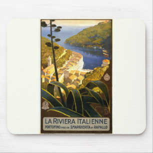 Vintage Riviera Poster Italy Mouse Pad