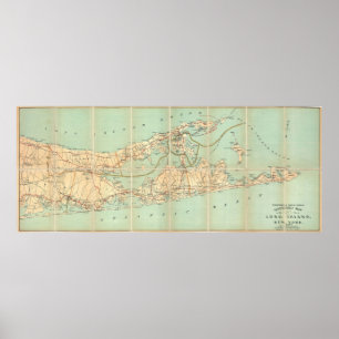 Vintage Road Map of Long Island (1905) Poster