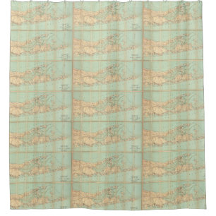 Vintage Road Map of Long Island (1905) Shower Curtain