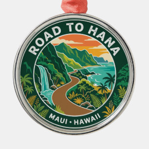 Vintage Road to Hana Hawaii Metal Ornament