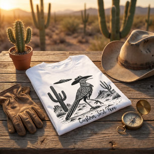 Vintage Roadrunner UFO Western Desert Bird Cowboy T-Shirt