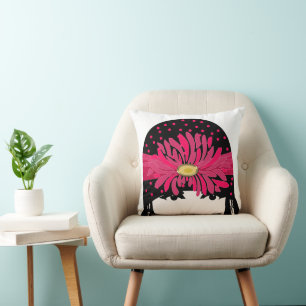 Vintage Roaring 20's Pink Floral Dots Flapper Girl Cushion