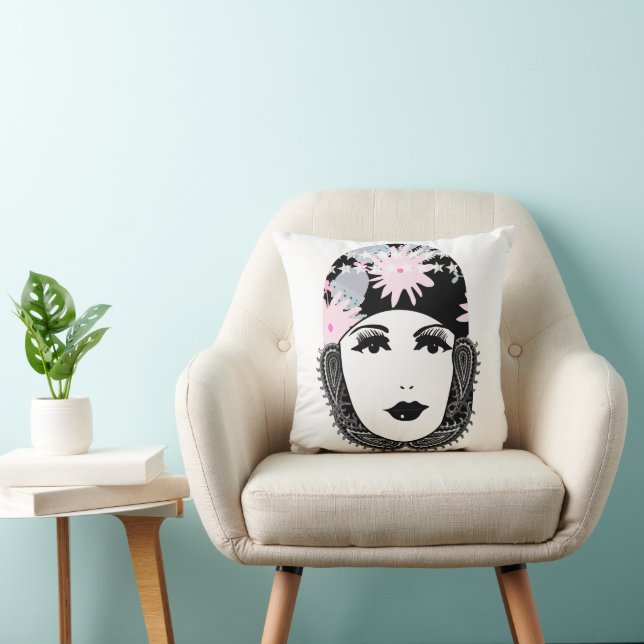 Vintage Roaring 20's  Portrait Flapper Girl Cushion (Chair)