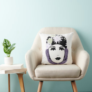 Vintage Roaring 20's  Portrait Flapper Girl Cushion