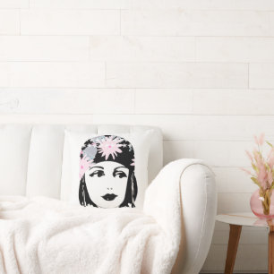 Vintage Roaring 20's  Portrait Flapper Girl Cushion