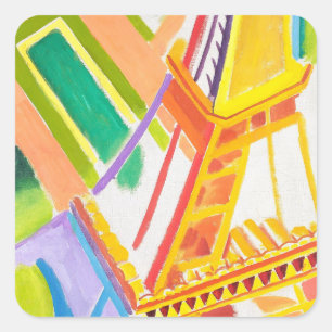 Vintage Robert Delaunay's Eiffel Tower Art Square Sticker