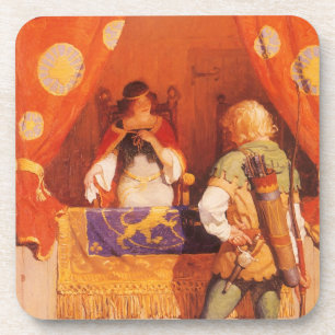 Vintage Robin Hood Meets Maid Marian by NC Wyeth Coaster