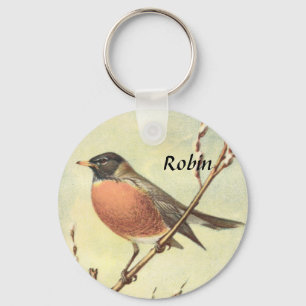 Vintage Robin Keychain