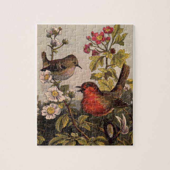 Vintage Robins for Bird Lovers Jigsaw Puzzle (Vertical)