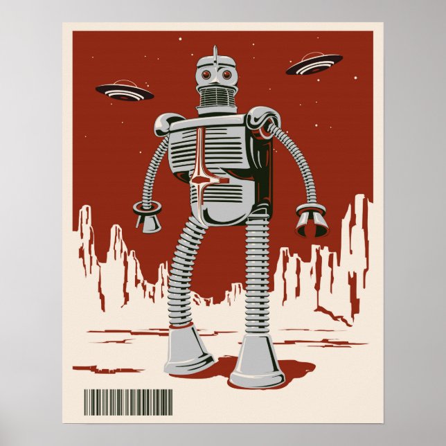 Vintage Robot 3 red Poster (Front)