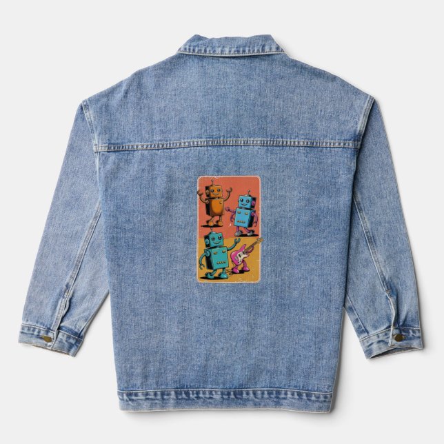 Vintage robots  denim jacket (Back)