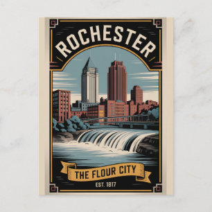 Vintage Rochester New York Retro Travel Poster  Holiday Postcard