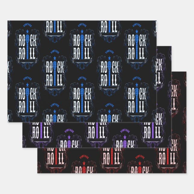 Vintage Rock And Roll Wrapping Paper Sheet (Set)