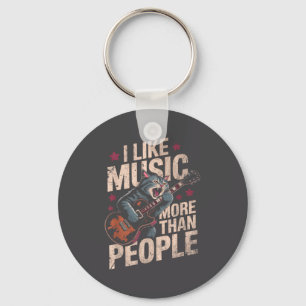 Vintage Rock Cat Music Lover Funny Animal Quote Key Ring