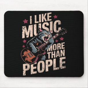 Vintage Rock Cat Music Lover Funny Animal Quote Mouse Pad