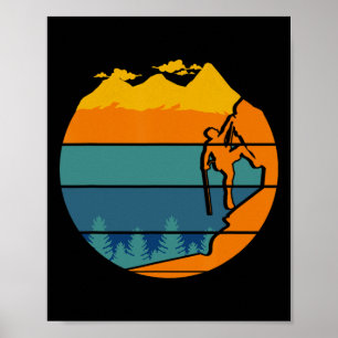 Vintage Rock Climber Mountains Bouldering Climbing Poster