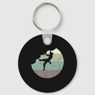 Vintage Rock Climbing Climber Bouldering Sunset Key Ring