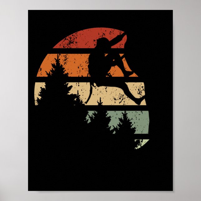 Vintage rock climbing retro bouldering hall climb poster (Front)