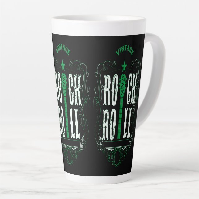 Vintage Rock & Roll Green Latte Mug (Right Angle)