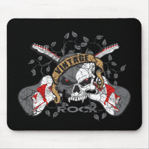 Vintage Rock Skull and Electric Guitars Mouse Pad