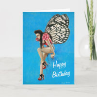 Vintage Rockabilly Fairy Birthday Card