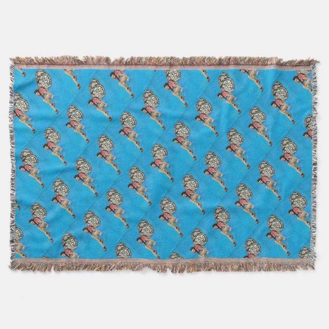 Vintage Rockabilly Fairy Throw Blanket (Front)