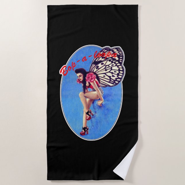 Vintage Rockabilly Pin-up Beach Towel (Front)