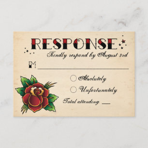 Vintage Rockabilly Tattoo Wedding RSVP Card