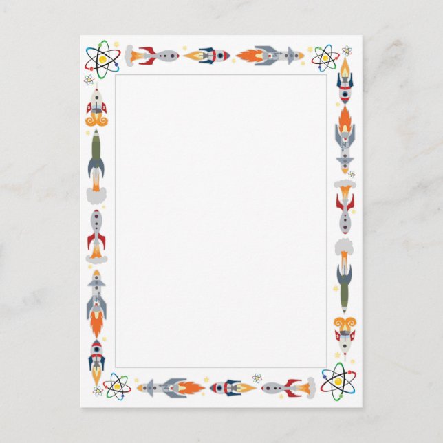 Vintage Rocket border Postcard (Front)