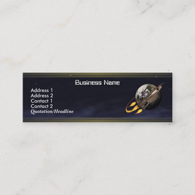Vintage Rocket Mini Business Card (Front)