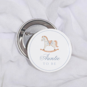 Vintage Rocking Horse Baby Shower Auntie To Be 6 Cm Round Badge
